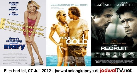 Jadwal Film dan Sepakbola 7 Juli 2012 Film hari ini: - RCTI 07.00WIB: Petualangan Nobita Di Dunia Sihir (animasi) - GlobalTV 08.00WIB: Racing Stripes (2005 – Bruce Greenwood, Hayden Panettiere, Caspar Poyck, Gary Bullock) - GlobalTV 18.00WIB: TMNT (2007 – animasi) - TransTV 18.30WIB: Poconggg Juga Pocong (2001 – Ajun Perwira, Rizna Nyctagina, Shapira Indah) [...]