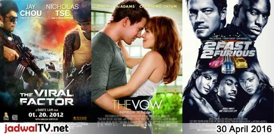 Jadwal Film dan Sepakbola 30 April 2016
